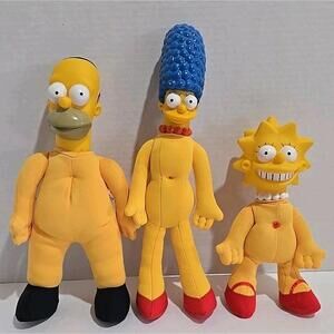 Vintage Simpsons Plush Doll Lot Homer Marge Lisa 1990s Vinyl Head 8-12"